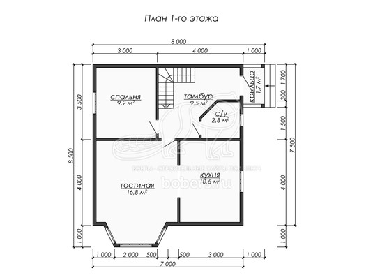 3d проект ДБ272 - планировка 1 этажа