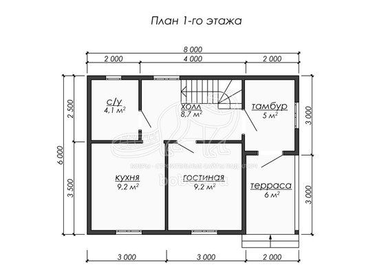 3d проект ДБ277 - планировка 1 этажа