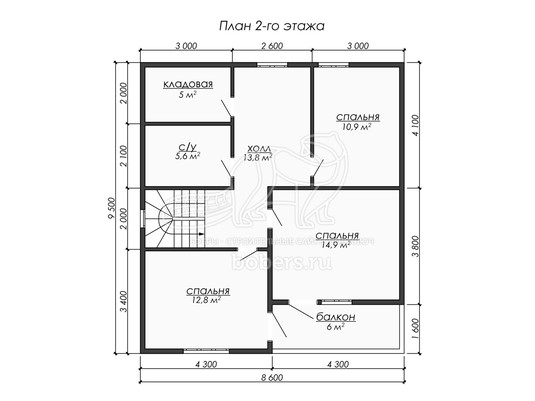 3d проект ДБ282 - планировка 2 этажа