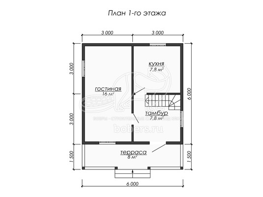 3d проект ДБ284 - планировка 1 этажа