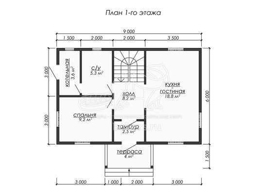 3d проект ДБ286 - планировка 1 этажа