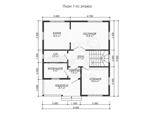 3d проект ДБ288 - планировка 1 этажа