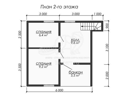 3d проект ДБ289 - планировка 2 этажа</div>