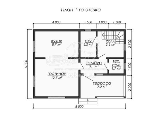 3d проект ДБ289 - планировка 1 этажа