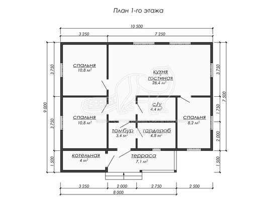 3d проект ДБ290 - планировка 1 этажа</div>