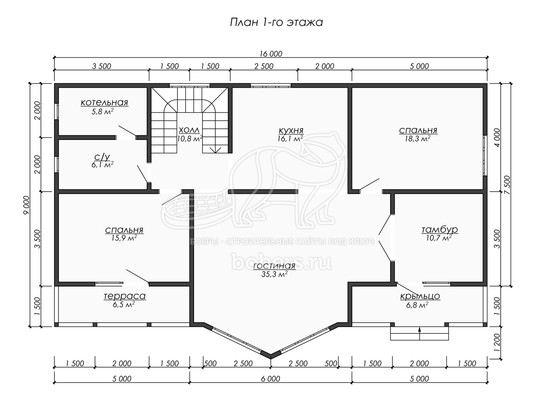 3d проект ДБ291 - планировка 1 этажа