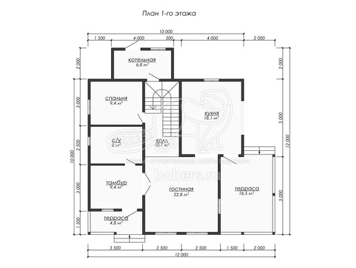 Пример планировки дома из бруса