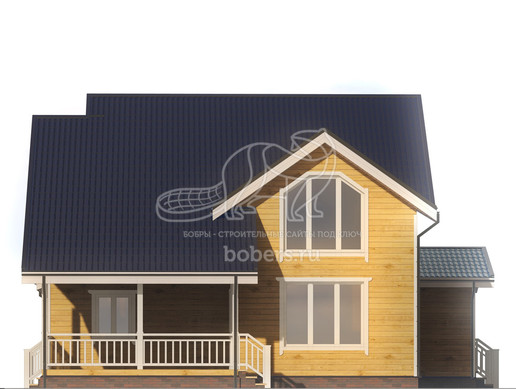 Пример визуализации фасада дома из бруса