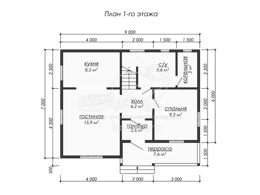 3d проект ДБ293 - планировка 1 этажа