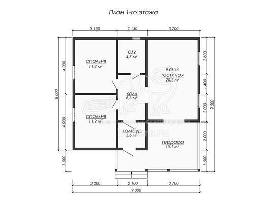 3d проект ДБ294 - планировка 1 этажа</div>