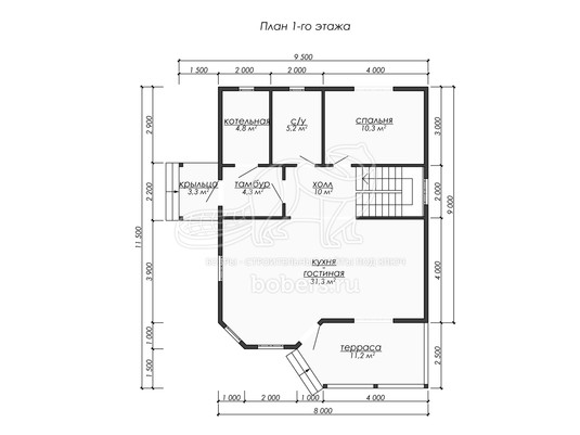 3d проект ДБ295 - планировка 1 этажа