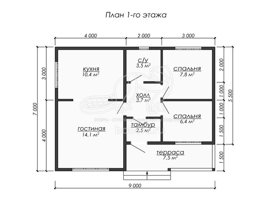 3d проект ДБ300 - планировка 1 этажа</div>
