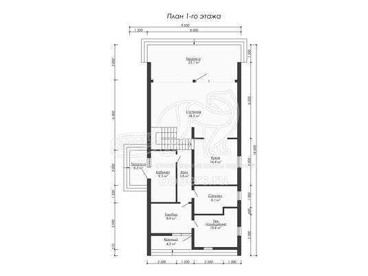 3d проект ДБХ005 - планировка 1 этажа