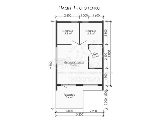 3d проект ДБХ011 - планировка 1 этажа
