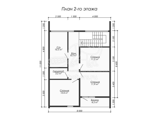 3d проект ДБХ013 - планировка 2 этажа
