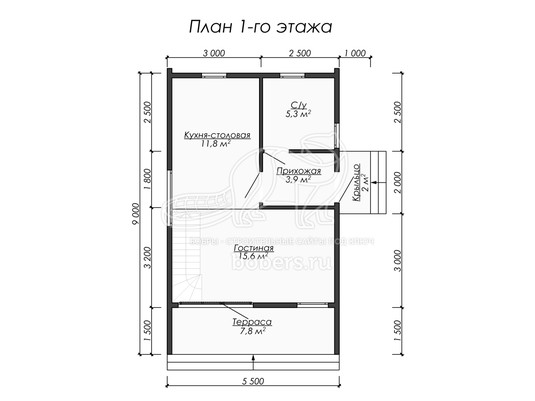 3d проект ДБХ016 - планировка 1 этажа