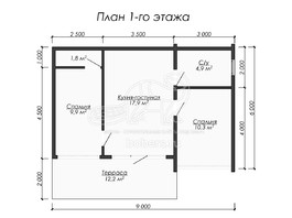 3d проект ДБХ017 - планировка 1 этажа
