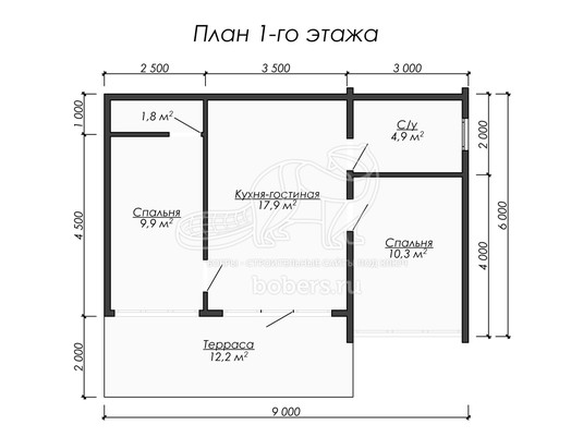 3d проект ДБХ017 - планировка 1 этажа