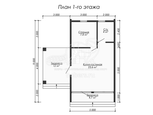 3d проект ДБХ019 - планировка 1 этажа