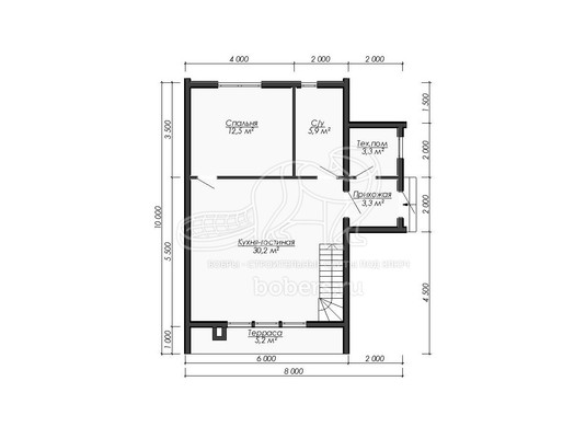3d проект ДБХ028 - планировка 1 этажа