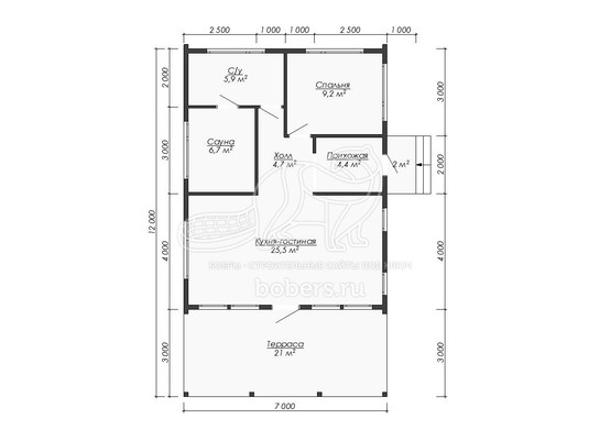 3d проект ДБХ045 - планировка 1 этажа</div>