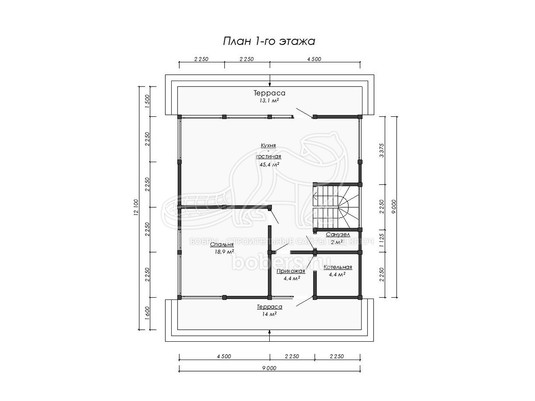 3d проект ДФ002 - планировка 1 этажа