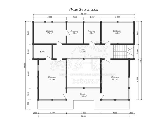 3d проект ДФ015 - планировка 2 этажа</div>
