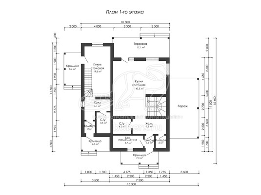 3d проект ДГ002 - планировка 1 этажа