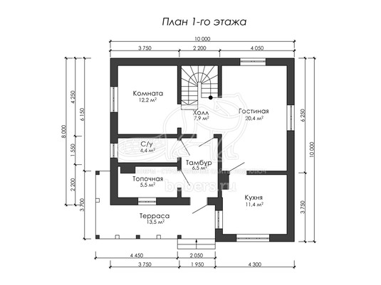 3d проект ДГ004 - планировка 1 этажа