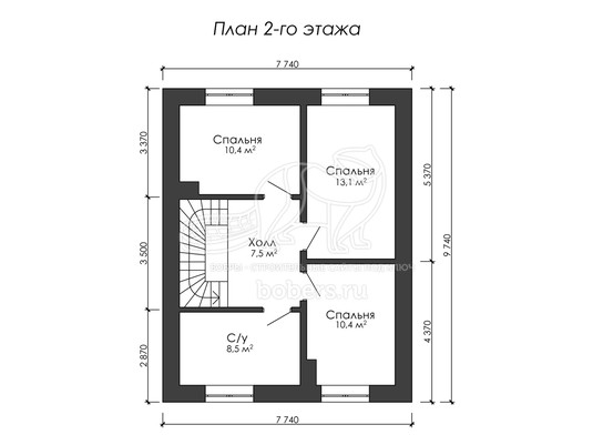 3d проект ДГ007 - планировка 2 этажа