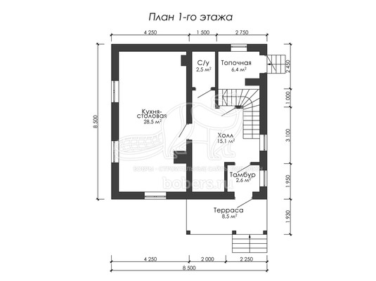 3d проект ДГ008 - планировка 1 этажа