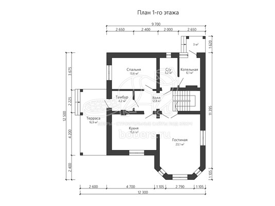 3d проект ДГ013 - планировка 1 этажа