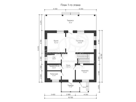 3d проект ДГ014 - планировка 1 этажа