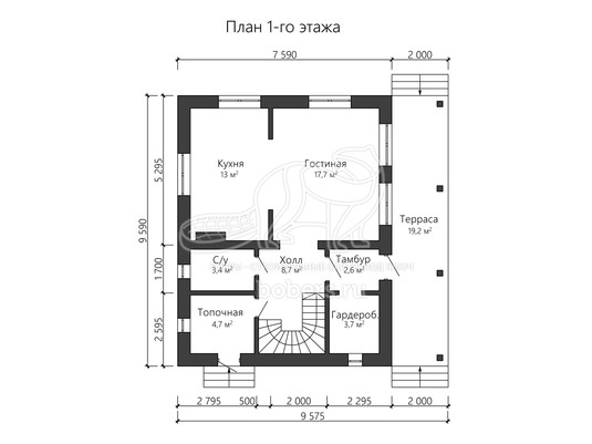 3d проект ДГ016 - планировка 1 этажа
