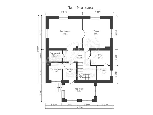 3d проект ДГ017 - планировка 1 этажа