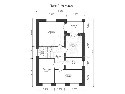 3d проект ДГ022 - планировка 2 этажа