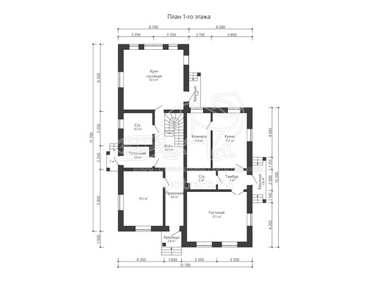 3d проект ДГ024 - планировка 1 этажа