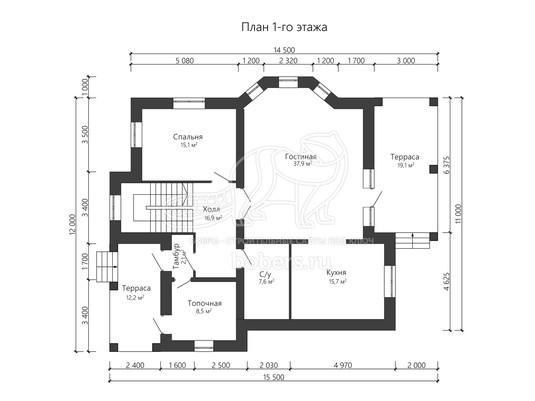 3d проект ДГ025 - планировка 1 этажа
