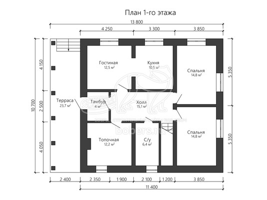 3d проект ДГ026 - планировка 1 этажа