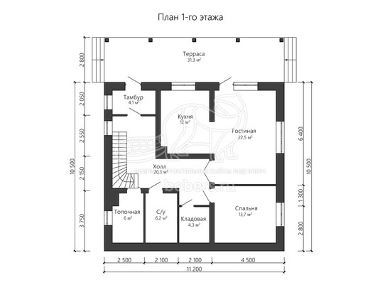 3d проект ДГ030 - планировка 1 этажа