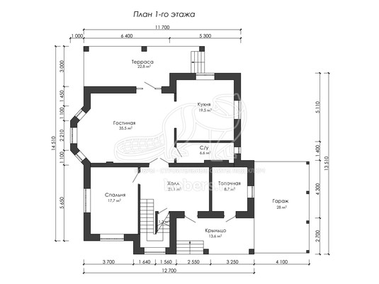 3d проект ДГ031 - планировка 1 этажа