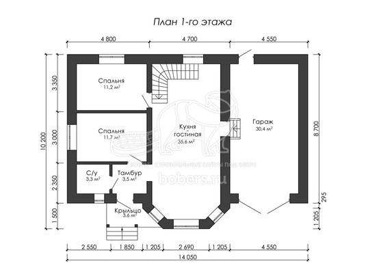3d проект ДГ032 - планировка 1 этажа