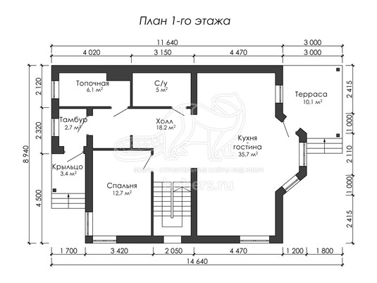 3d проект ДГ033 - планировка 1 этажа