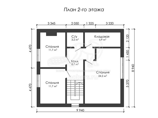 3d проект ДГ033 - планировка 2 этажа