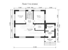 3d проект ДГ034 - планировка 1 этажа