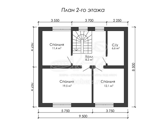 3d проект ДГ034 - планировка 2 этажа