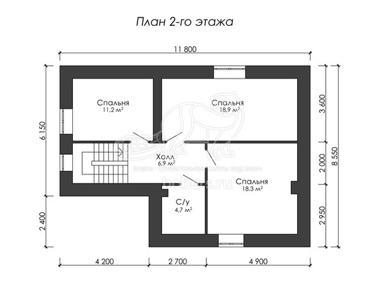 3d проект ДГ037 - планировка 2 этажа