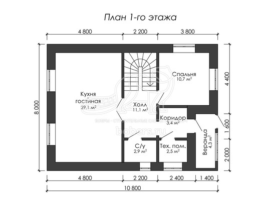 3d проект ДГ045 - планировка 1 этажа