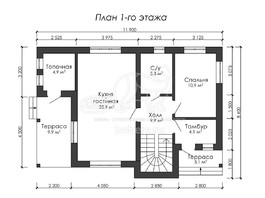 3d проект ДГ046 - планировка 1 этажа