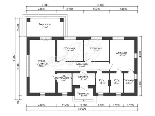 3d проект ДГ055 - планировка 1 этажа</div>